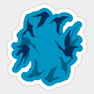 Swallows In Flight Stylized Silhouette Art Aqua Blue Sticker